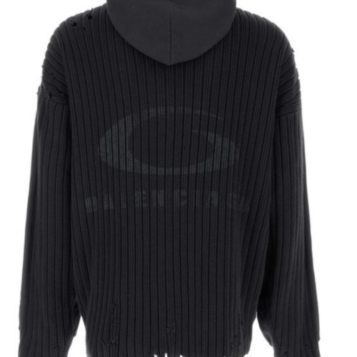 발렌시아가[Balenciaga] 백 로고 하프 니트 후드 집업